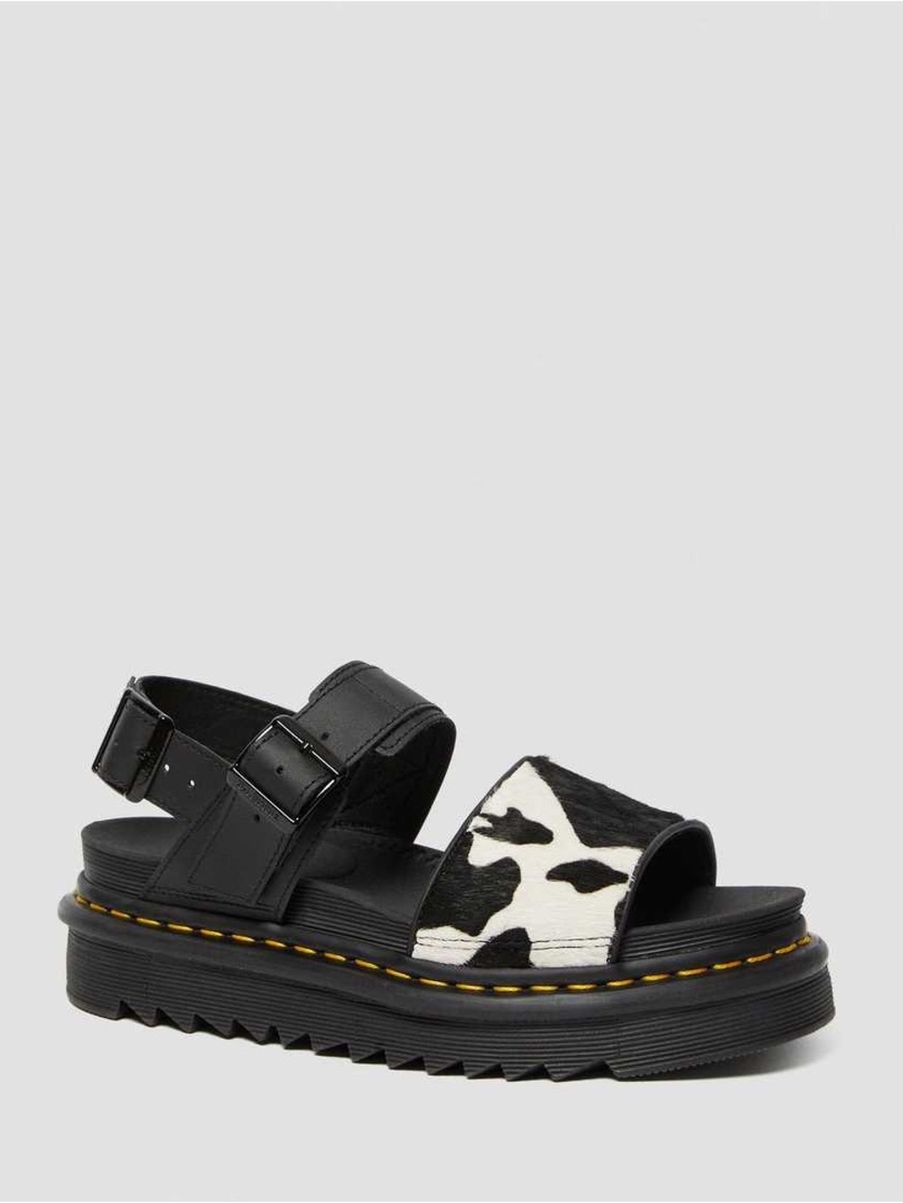 Dr. Martens Black & White Cow Print Platform Sandal